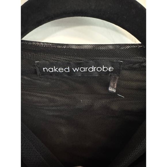NAKED WARDROBE NEW $58 Mesh Black Long Sleeve Bodysuit - Picture 6 of 6